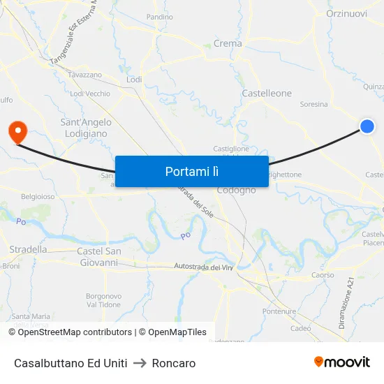 Casalbuttano Ed Uniti to Roncaro map