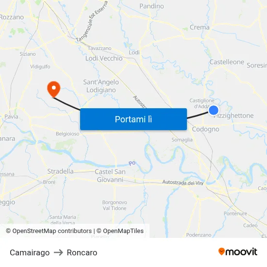 Camairago to Roncaro map