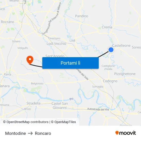 Montodine to Roncaro map