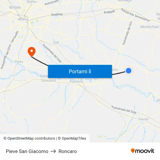 Pieve San Giacomo to Roncaro map
