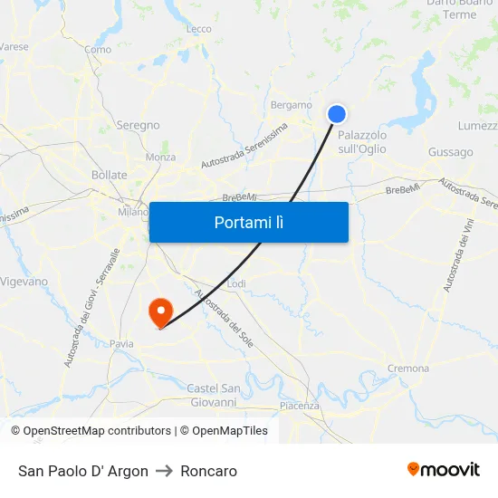 San Paolo D' Argon to Roncaro map