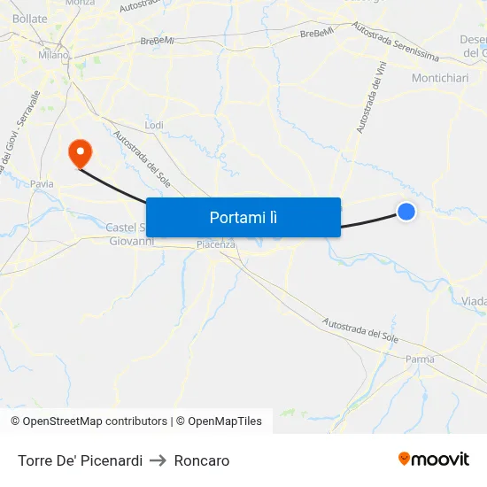 Torre De' Picenardi to Roncaro map