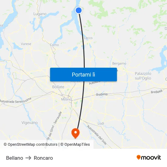 Bellano to Roncaro map