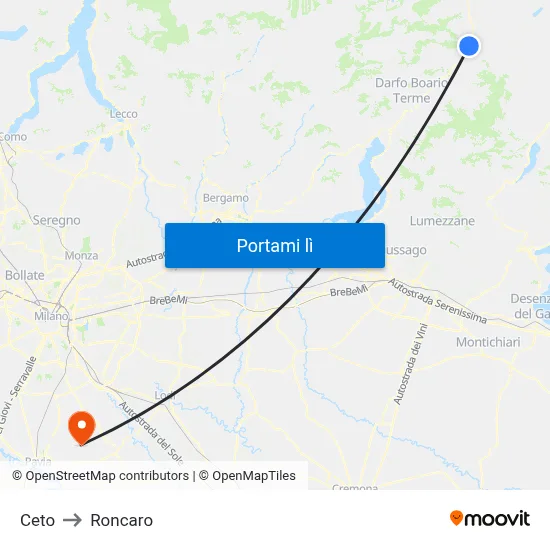 Ceto to Roncaro map