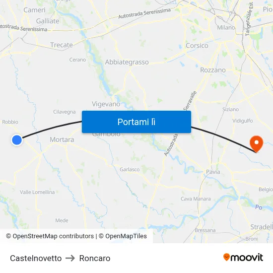 Castelnovetto to Roncaro map