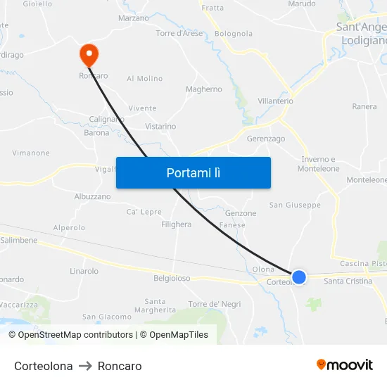 Corteolona to Roncaro map