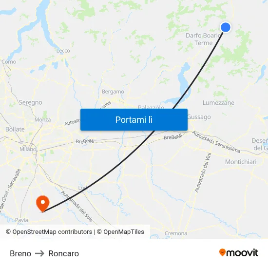 Breno to Roncaro map