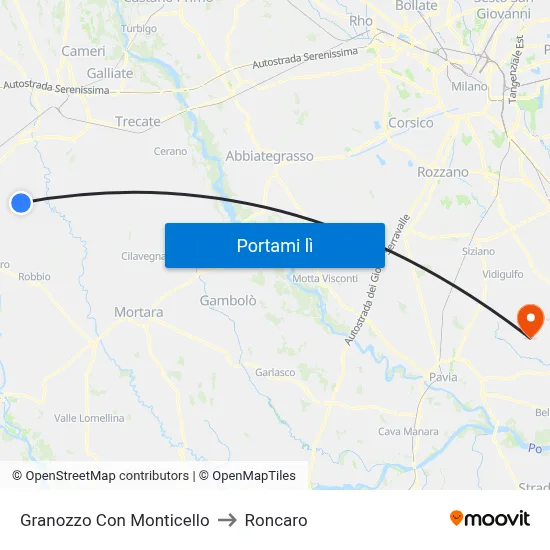 Granozzo Con Monticello to Roncaro map