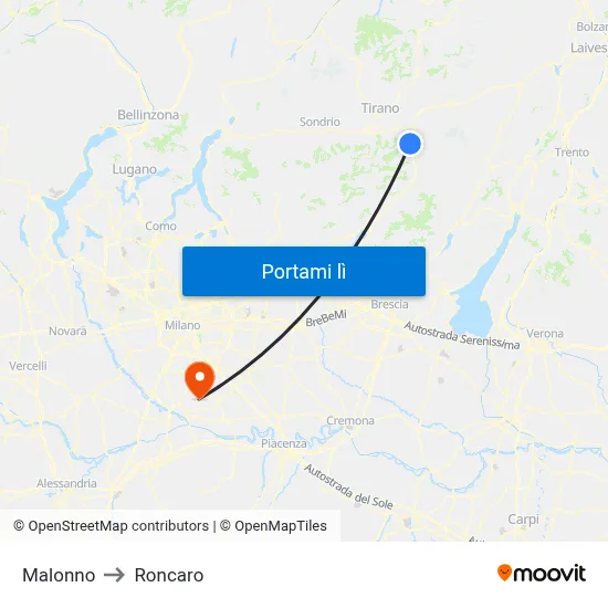 Malonno to Roncaro map
