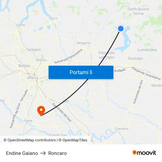 Endine Gaiano to Roncaro map