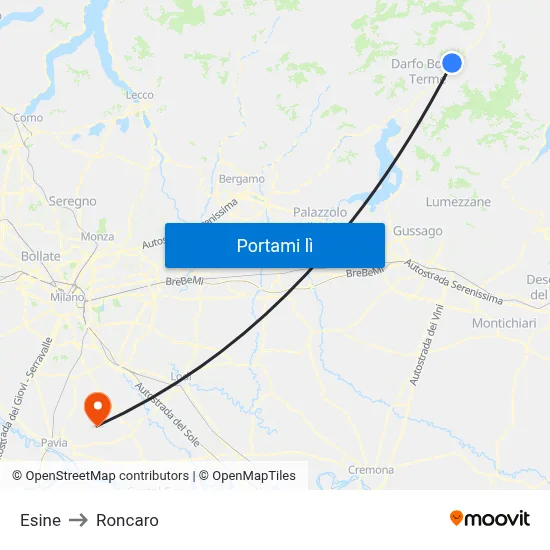 Esine to Roncaro map