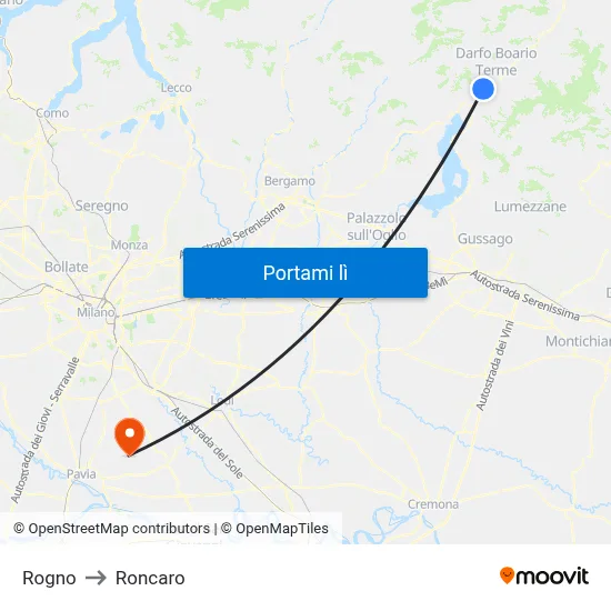 Rogno to Roncaro map