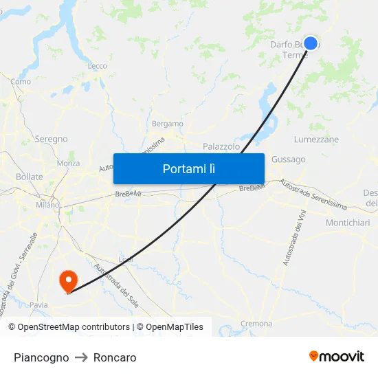 Piancogno to Roncaro map
