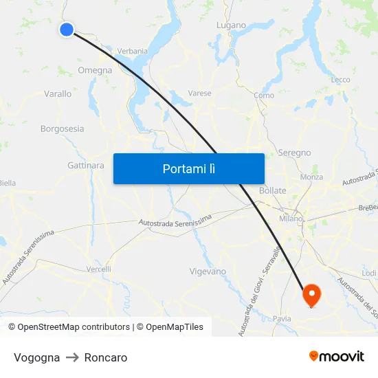 Vogogna to Roncaro map