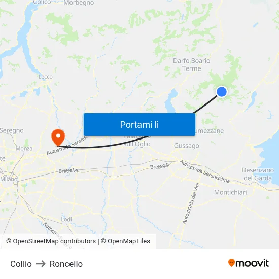 Collio to Roncello map