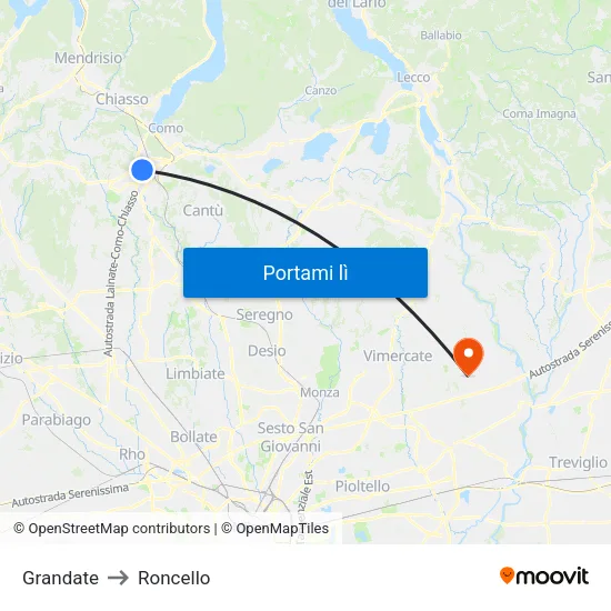 Grandate to Roncello map