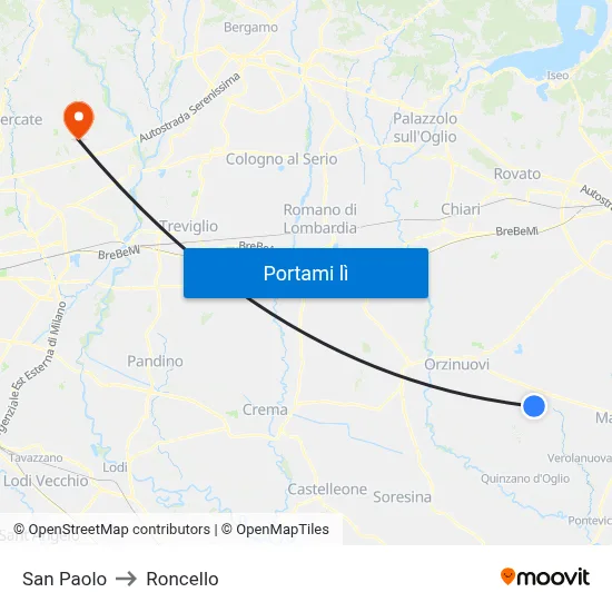 San Paolo to Roncello map