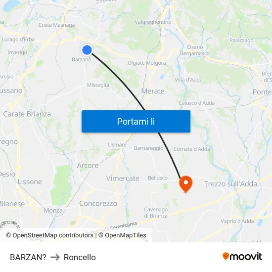 BARZAN? to Roncello map