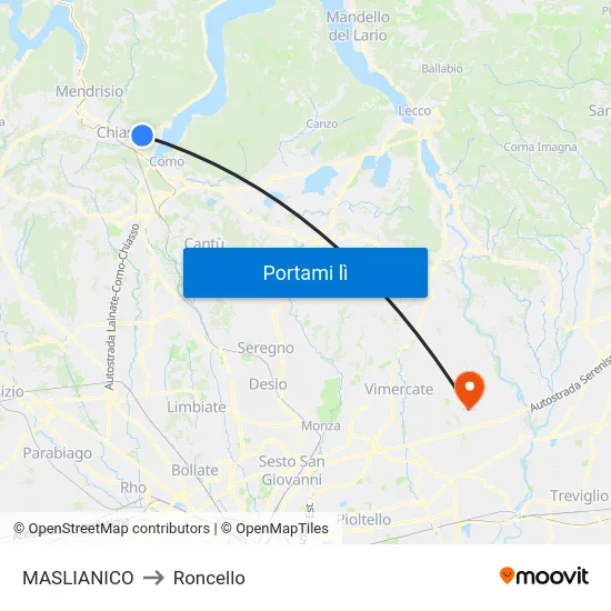 MASLIANICO to Roncello map