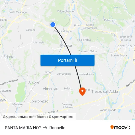 SANTA MARIA HO? to Roncello map