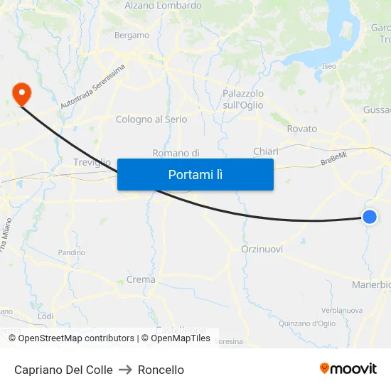 Capriano Del Colle to Roncello map