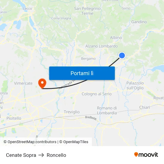 Cenate Sopra to Roncello map