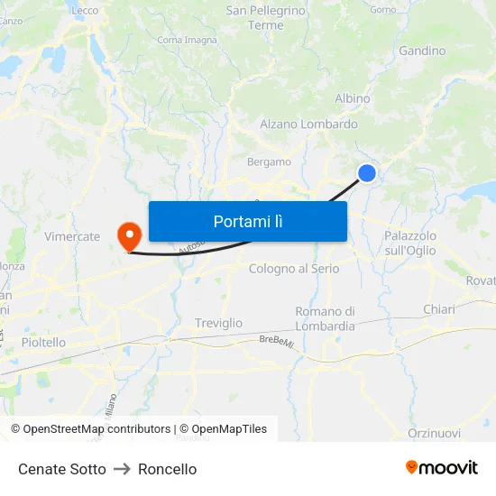 Cenate Sotto to Roncello map