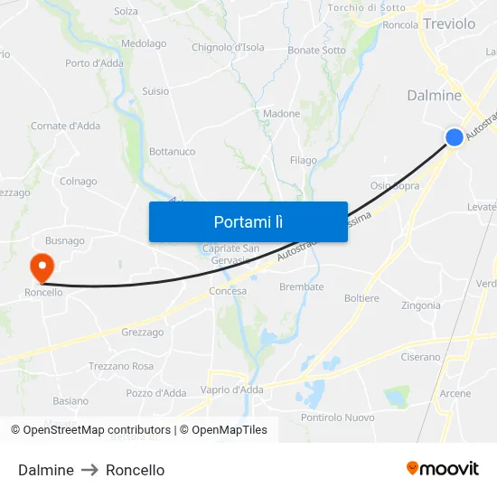 Dalmine to Roncello map