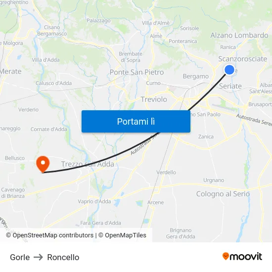 Gorle to Roncello map