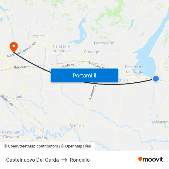 Castelnuovo Del Garda to Roncello map