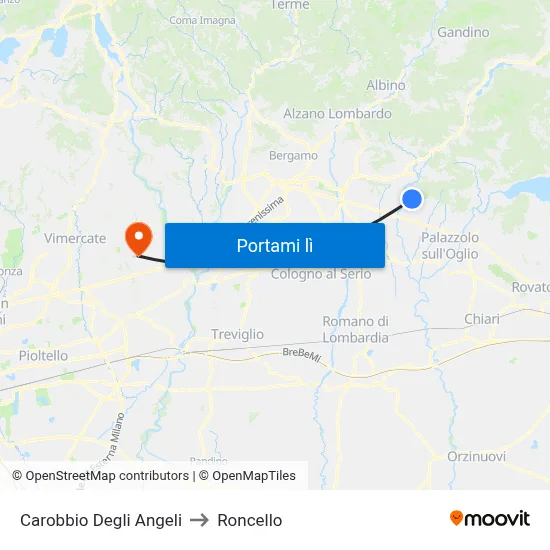 Carobbio Degli Angeli to Roncello map