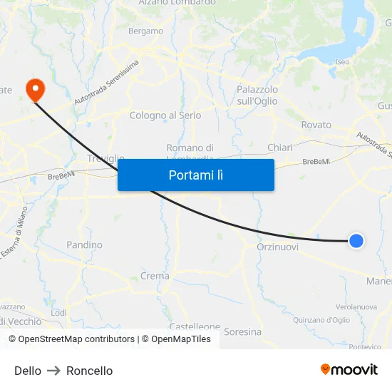 Dello to Roncello map