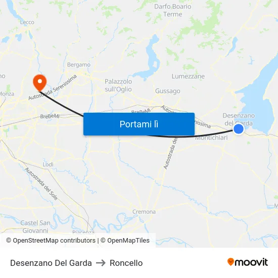 Desenzano Del Garda to Roncello map