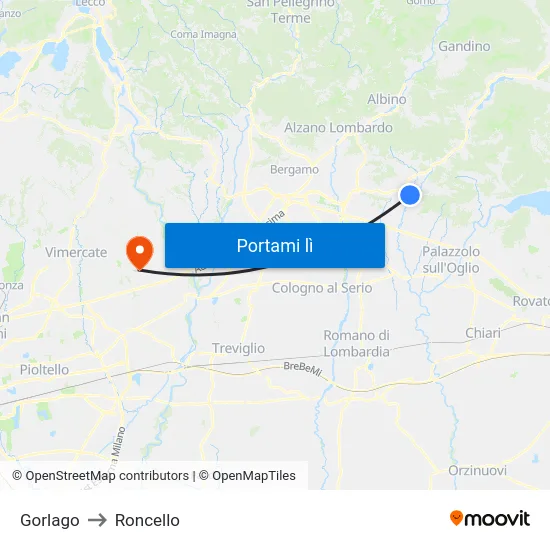 Gorlago to Roncello map