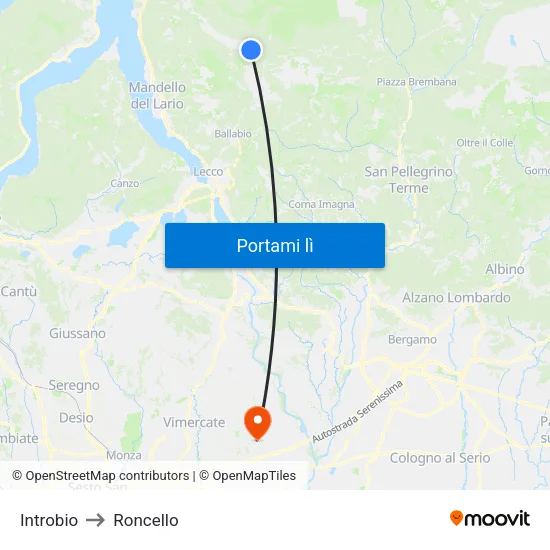 Introbio to Roncello map