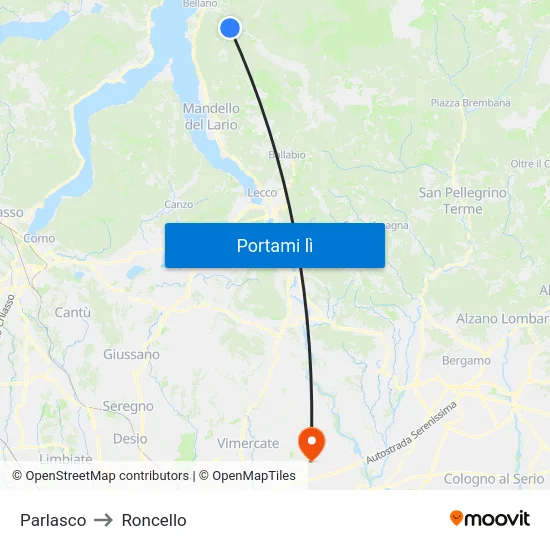 Parlasco to Roncello map