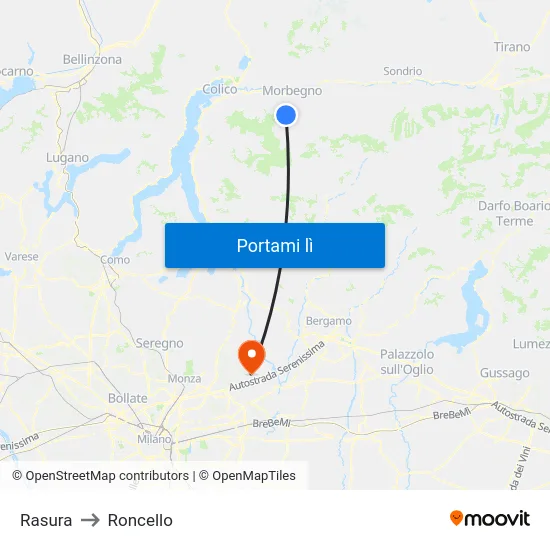 Rasura to Roncello map