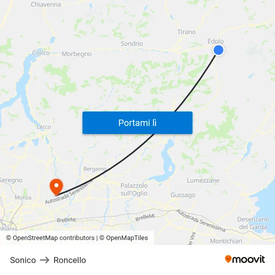 Sonico to Roncello map