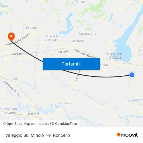Valeggio Sul Mincio to Roncello map