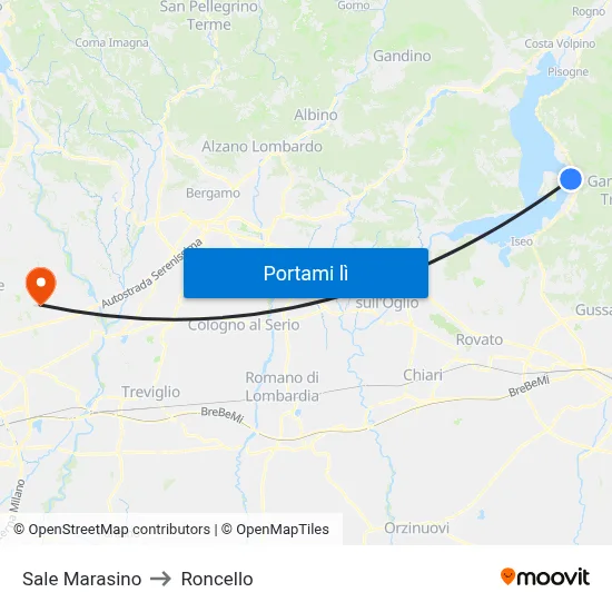 Sale Marasino to Roncello map