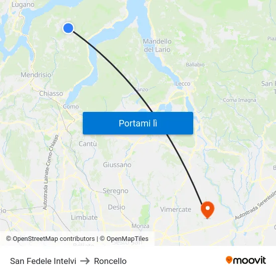 San Fedele Intelvi to Roncello map