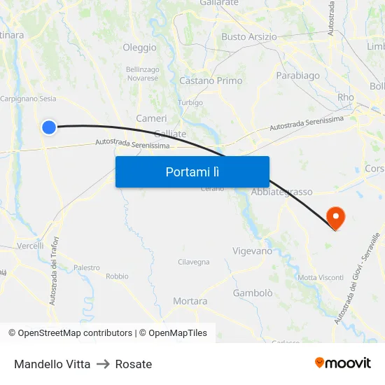 Mandello Vitta to Rosate map