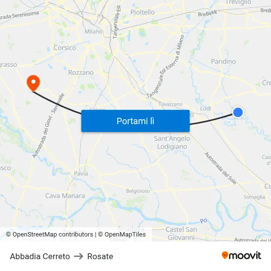 Abbadia Cerreto to Rosate map
