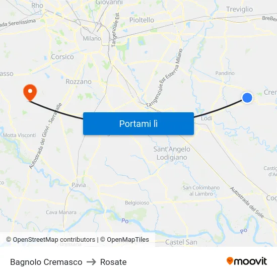 Bagnolo Cremasco to Rosate map