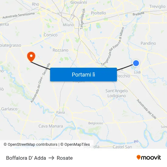 Boffalora D' Adda to Rosate map