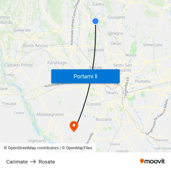 Carimate to Rosate map