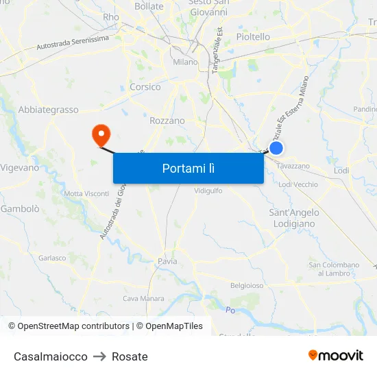 Casalmaiocco to Rosate map