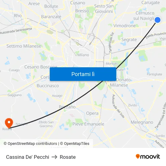Cassina De' Pecchi to Rosate map