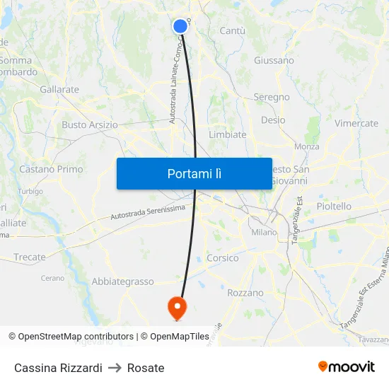 Cassina Rizzardi to Rosate map