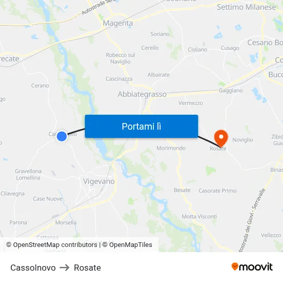 Cassolnovo to Rosate map